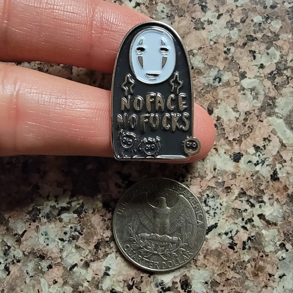 *2 for $13* Studio Ghibli No-Face Kaonashi No Face No F.ucks Given Enamel Pin - Picture 3 of 4